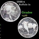 1916-s Buffalo Nickel 5c Grades vg+