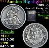 ***Auction Highlight*** 1838-o Seated Liberty Dime 10c Graded vf+ By USCG (fc)