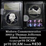 1993-S Jefferson Modern Commem Dollar $1 Graded GEM++ Proof Deep Cameo By USCG