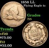 1858 LL Flying Eagle Cent 1c Grades f+