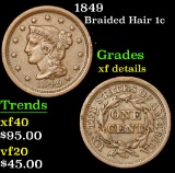 1849 Braided Hair Large Cent 1c Grades xf details