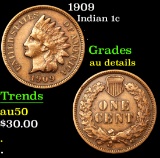 1909 Indian Cent 1c Grades AU Details