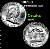 1962-d Franklin Half Dollar 50c Grades Select Unc