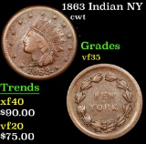 1863 Indian NY Civil War Token 1c Grades vf++