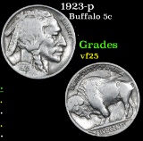 1923-p Buffalo Nickel 5c Grades vf+