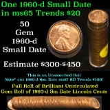 Full roll of 1960-d Small Date Lincoln Cents 1c Uncirculated Condition (fc)
