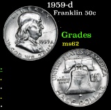 1959-d Franklin Half Dollar 50c Grades Select Unc