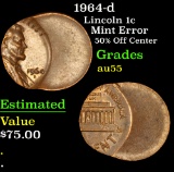 1964-d Lincoln Cent 1c Grades Choice AU