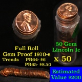 Proof 1970-s Lincoln cent 1c roll, 50 pieces (fc) (fc)