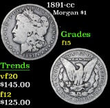 1891-cc Morgan Dollar $1 Grades f+