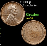 1909-p Lincoln Cent 1c Graded Choice AU/BU Slider