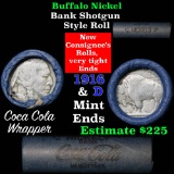 Buffalo Nickel Shotgun Roll in Old Bank Style Wrapper 1916 & d Mint Ends (fc)