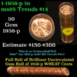 Full roll of 1958-p Lincoln Cents 1c Uncirculated Condition . .