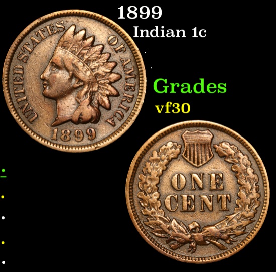 1899 Indian Cent 1c Grades vf++