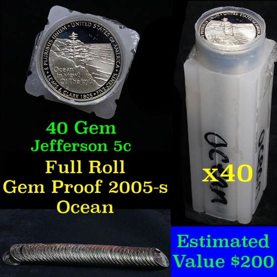 Proof 2005-s Ocean View Jefferson nickel 5c roll, 40 pieces (fc)
