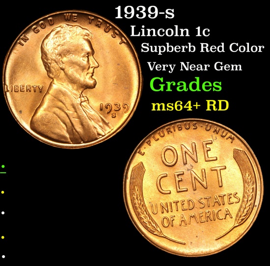 1939-s Lincoln Cent 1c Grades Choice+ Unc RD