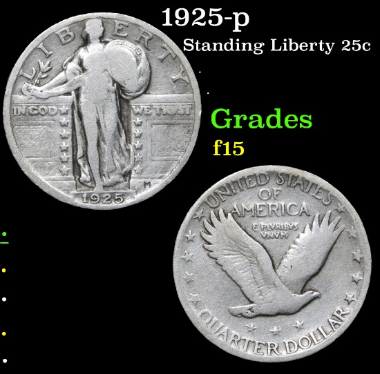 1925-p Standing Liberty Quarter 25c Grades f+