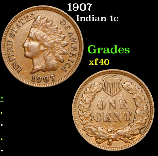1907 Indian Cent 1c Grades xf