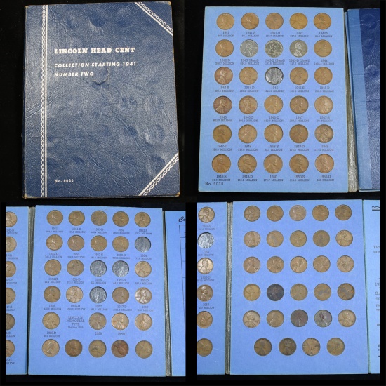 Near Complete Lincoln cent book 1941-1959, 83 coins . .