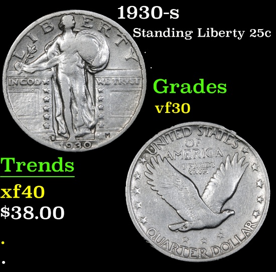 1930-s . . Standing Liberty Quarter 25c Grades vf++