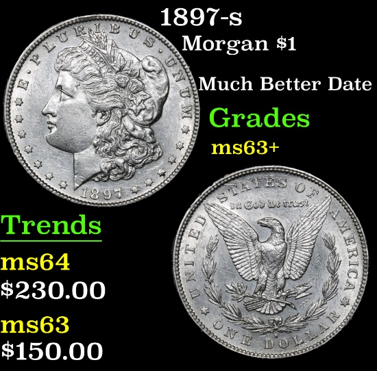 1897-s Much Better Date . Morgan Dollar $1 Grades Select+ Unc