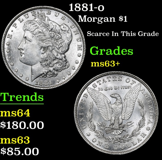 1881-o . Scarce In This Grade . Morgan Dollar $1 Grades Select+ Unc