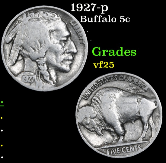1927-p . . Buffalo Nickel 5c Grades vf+