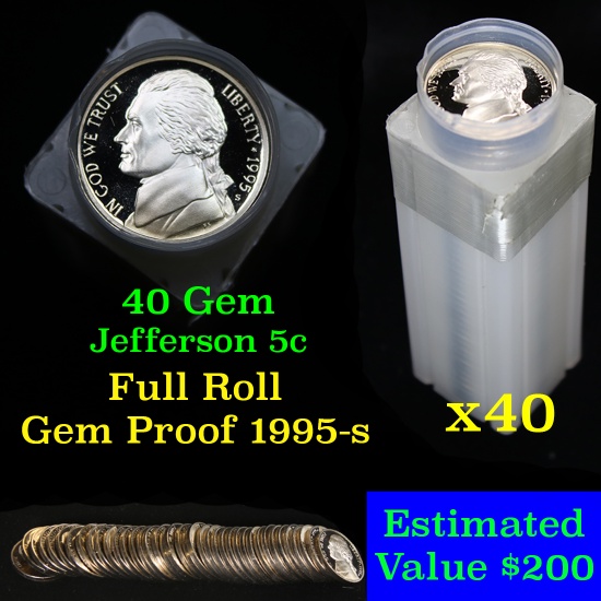 Proof 1995-s Bisonm Jefferson nickel 5c roll, 40 pieces (fc)