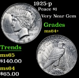 1925-p . Very Near Gem Peace Dollar $1 Grades Choice+ Unc