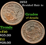 1852 . . Braided Hair Large Cent 1c Grades vf details