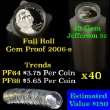Proof 2006-s Jefferson nickel 5c roll, 40 pieces