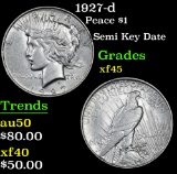 1927-d Semi Key Date . Peace Dollar $1 Grades xf+