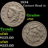 1834 . . Coronet Head Large Cent 1c Grades xf