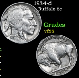 1934-d . . Buffalo Nickel 5c Grades vf++