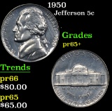 1950 . . Jefferson Nickel 5c Grades GEM+ Proof