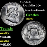 1954-s . Great Gem Example Franklin Half Dollar 50c Grades GEM Unc