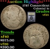 ***Auction Highlight*** 1787 Connecticut . . Colonial Cent 1c Graded vf+ By USCG (fc)