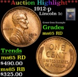 ***Auction Highlight*** 1912-p . Great Gem Example Lincoln Cent 1c Graded GEM Unc RD By USCG (fc)