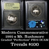 1991-S Mount Rushmore . . Proof Commem Half Dollar 50c Graded GEM++ Proof Deep Cameo By USCG