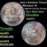 1901-o Rainbow Toned Superb Colorful Toning Very Near Gem Morgan Dollar $1 Grades Choice+ Unc