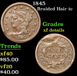 1845 . . Braided Hair Large Cent 1c Grades xf details