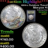 ***Auction Highlight*** 1884-o Rainbow Toned Morgan Dollar $1 Graded GEM+ Unc By USCG (fc)