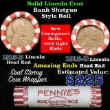 Mixed small cents 1c orig shotgun roll, 1918-d Wheat Cent, 1919-d Wheat Cent other end