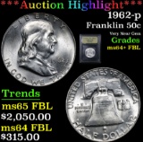 ***Auction Highlight*** 1962-p Franklin Half Dollar 50c Graded Choice Unc+ FBL By USCG (fc)