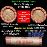Mixed small cents 1c orig shotgun roll, 1919-d Wheat Cent, 1931-s Wheat Cent other end