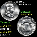 1959-d . . Franklin Half Dollar 50c Grades GEM+ FBL