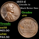 1922-d Much Better Date . Lincoln Cent 1c Grades xf+