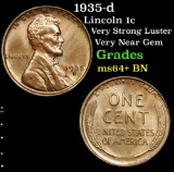 1935-d Very Strong Luster Very Near Gem Lincoln Cent 1c Grades Choice+ Unc BN