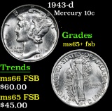 1943-d . . Mercury Dime 10c Grades GEM+ FSB