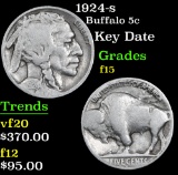 1924-s Key Date . Buffalo Nickel 5c Grades f+
